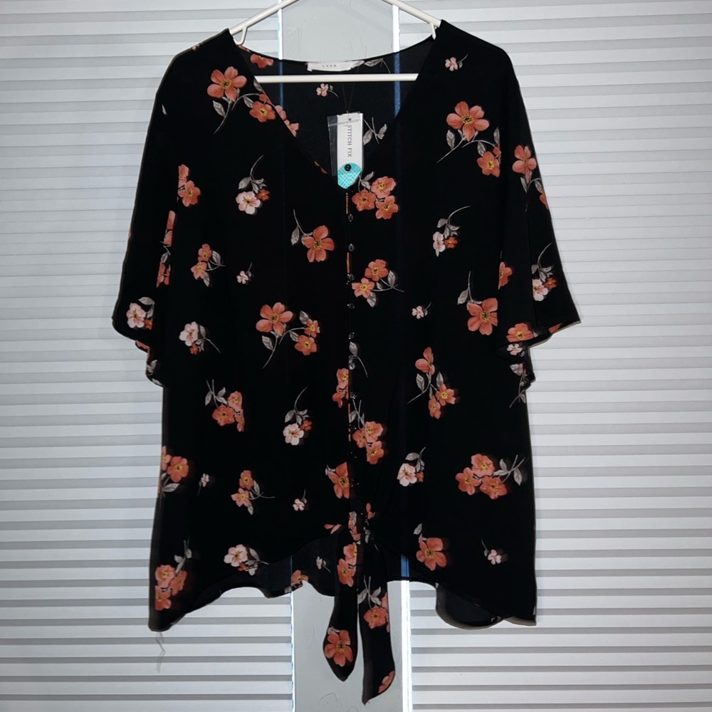 Floral Blouse with tie front